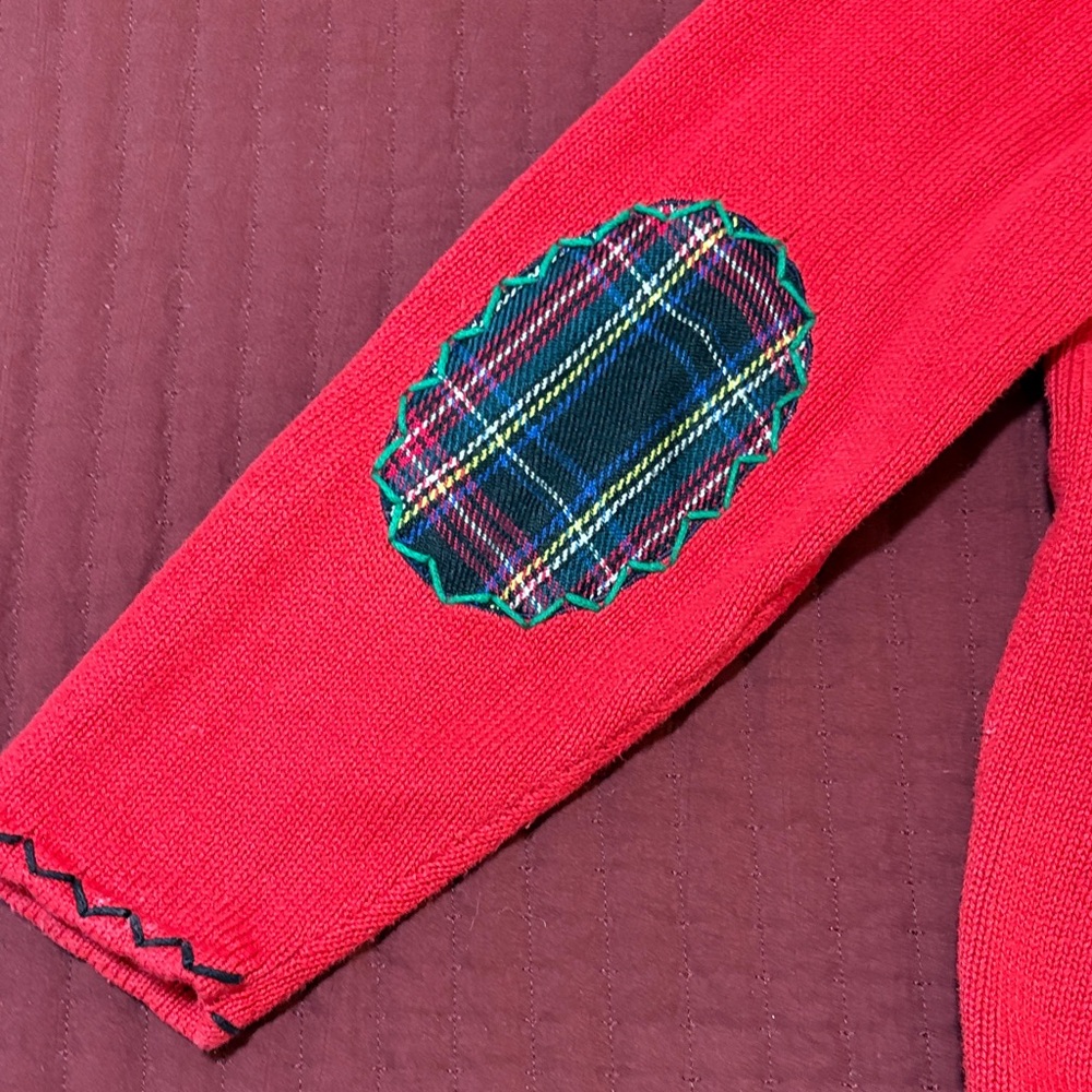 Designers Originals Studio Joy Festive Red Patchwork Christmas Cardigan Size 1X - Picture 11 of 15